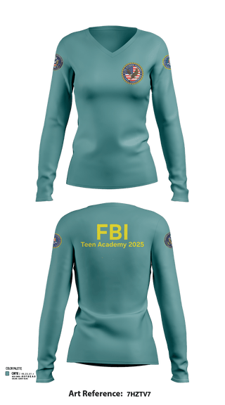 Womens Long Sleeve Vneck Shirt, FBI Citizens Academy, , Teamtime, Team time, sublimation, custom sports apparel, team uniforms, spirit wear, spiritwear, sports uniforms, custom shirts, team store, custom team store, fundraiser sports, apparel fundraiser