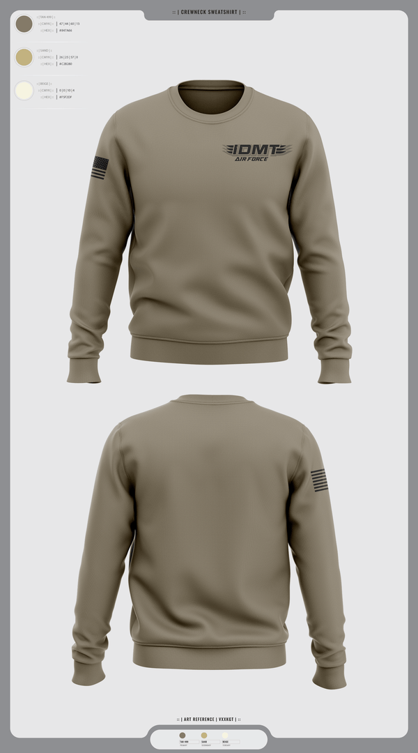 Crew Neck Sweatshirt, IDMT, Air Force, Teamtime, Team time, sublimation, custom sports apparel, team uniforms, spirit wear, spiritwear, sports uniforms, custom shirts, team store, custom team store, fundraiser sports, apparel fundraiser