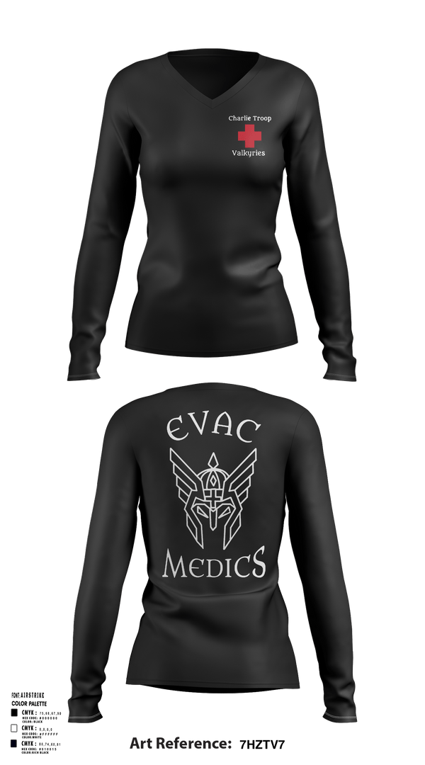 Womens Long Sleeve Vneck Shirt, Evac PLT, RSS, 2CR, , Teamtime, Team time, sublimation, custom sports apparel, team uniforms, spirit wear, spiritwear, sports uniforms, custom shirts, team store, custom team store, fundraiser sports, apparel fundraiser