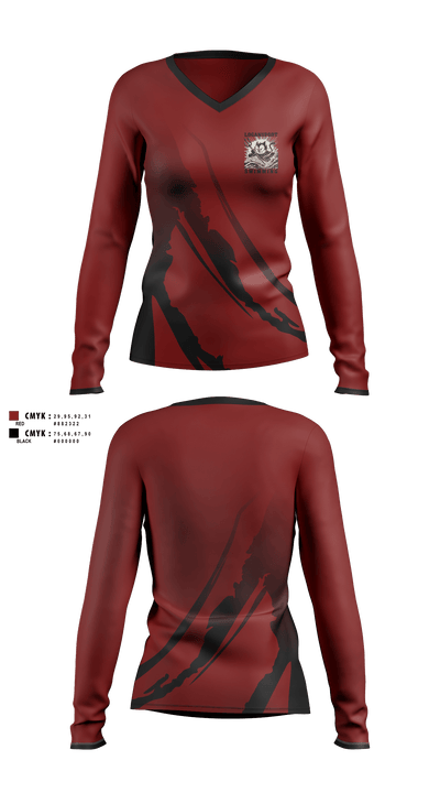 Logansport High School Swimming 31315154 Women's Long Sleeve V-neck Shirt - 1