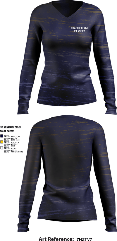 Beacon Girls Varsity Swimming 5326859 Women's Long Sleeve V-neck Shirt - 1