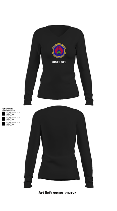 315th SFS 85031138 Women's Long Sleeve V-neck Shirt - 22