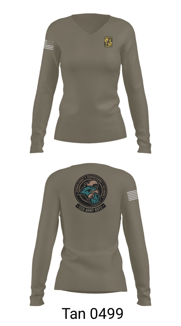 Womens Long Sleeve Vneck Shirt, Chanticleer company, Army, Teamtime, Team time, sublimation, custom sports apparel, team uniforms, spirit wear, spiritwear, sports uniforms, custom shirts, team store, custom team store, fundraiser sports, apparel fundraiser