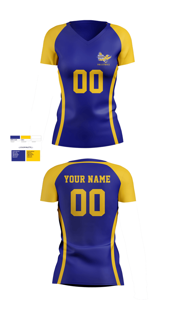 Women's Short Sleeve Vneck Shirt, Harvard H Ellis R V Tech School Volleyball, Women's Volleyball, Teamtime, Team time, sublimation, custom sports apparel, team uniforms, spirit wear, spiritwear, sports uniforms, custom shirts, team store, custom team store, fundraiser sports, apparel fundraiser