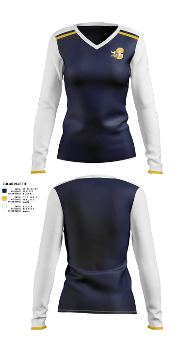 Walled Lake Central Gymnastics 93102684 Women's Long Sleeve V-neck Shirt -1 1