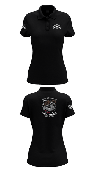 Women's Short Sleeve Performance Polo, B/3-34 Bulldogs, Army, Teamtime, Team time, sublimation, custom sports apparel, team uniforms, spirit wear, spiritwear, sports uniforms, custom shirts, team store, custom team store, fundraiser sports, apparel fundraiser
