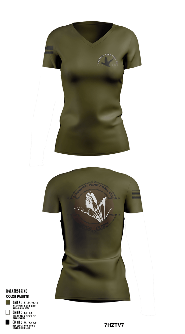 Womens Short Sleeve Vneck Shirt, Crooked Wing Fowl Co., , Teamtime, Team time, sublimation, custom sports apparel, team uniforms, spirit wear, spiritwear, sports uniforms, custom shirts, team store, custom team store, fundraiser sports, apparel fundraiser