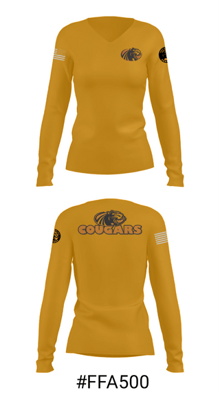 Women's Long Sleeve Vneck Shirt, Half Moon Bay High School Tennis, Tennis, Teamtime, Team time, sublimation, custom sports apparel, team uniforms, spirit wear, spiritwear, sports uniforms, custom shirts, team store, custom team store, fundraiser sports, apparel fundraiser