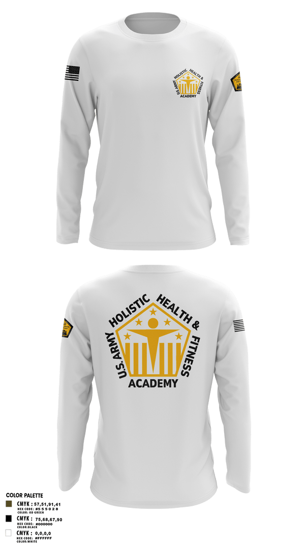 Long Sleeve Performance Shirt, U.S. Army Holistic Health & Fitness Academy, Army, Teamtime, Team time, sublimation, custom sports apparel, team uniforms, spirit wear, spiritwear, sports uniforms, custom shirts, team store, custom team store, fundraiser sports, apparel fundraiser
