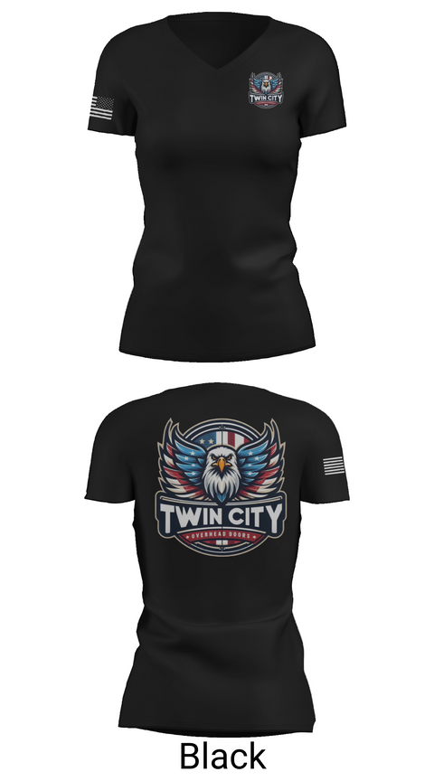 Womens Short Sleeve Vneck Shirt, Twin City Overhead Door, , Teamtime, Team time, sublimation, custom sports apparel, team uniforms, spirit wear, spiritwear, sports uniforms, custom shirts, team store, custom team store, fundraiser sports, apparel fundraiser