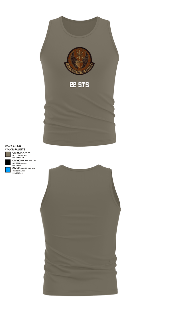 Tank Top, 22 STS, Air Force, Teamtime, Team time, sublimation, custom sports apparel, team uniforms, spirit wear, spiritwear, sports uniforms, custom shirts, team store, custom team store, fundraiser sports, apparel fundraiser