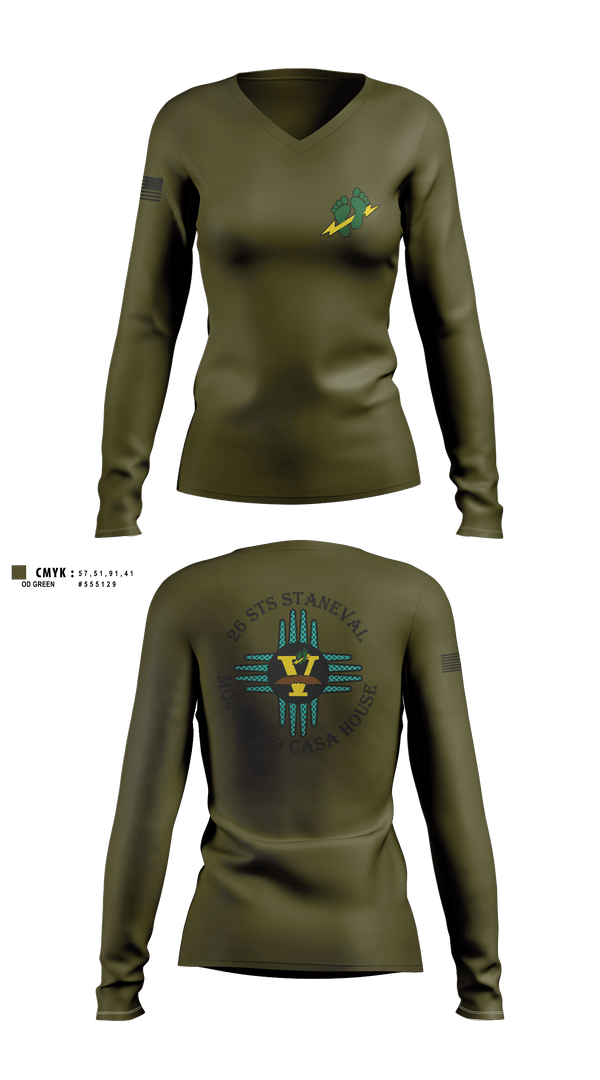 Womens Long Sleeve Vneck Shirt, 26 Stan Eval, Air Force, Teamtime, Team time, sublimation, custom sports apparel, team uniforms, spirit wear, spiritwear, sports uniforms, custom shirts, team store, custom team store, fundraiser sports, apparel fundraiser