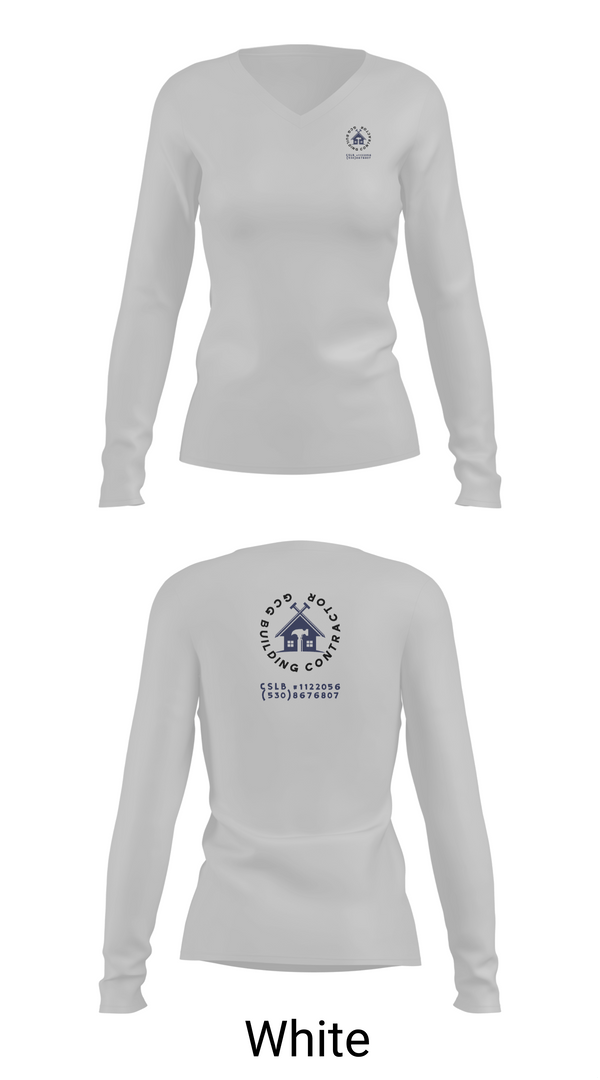 Womens Long Sleeve Vneck Shirt 1, GCG BUILDING CONTRACTOR, , Teamtime, Team time, sublimation, custom sports apparel, team uniforms, spirit wear, spiritwear, sports uniforms, custom shirts, team store, custom team store, fundraiser sports, apparel fundraiser