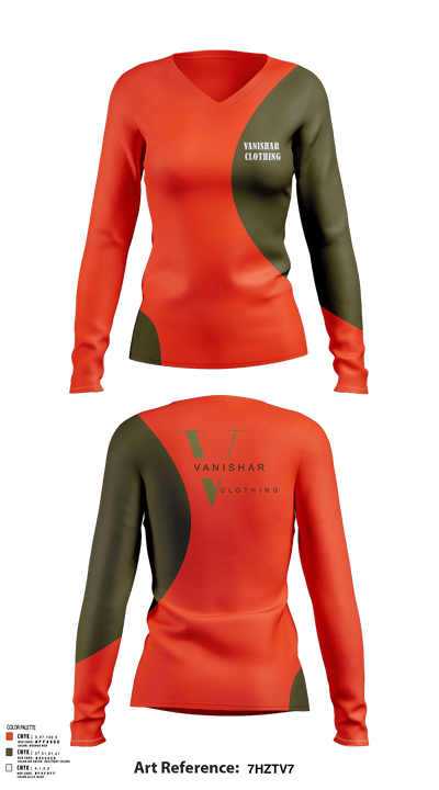 Vanishar clothing 11389418 Women's Long Sleeve V-neck Shirt - 101