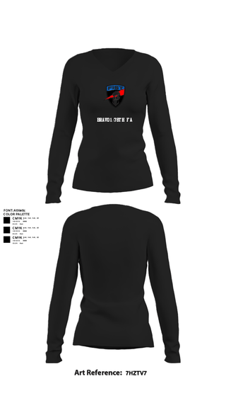 Womens Long Sleeve Vneck Shirt, Bravo 1/78th FA, Army, Teamtime, Team time, sublimation, custom sports apparel, team uniforms, spirit wear, spiritwear, sports uniforms, custom shirts, team store, custom team store, fundraiser sports, apparel fundraiser