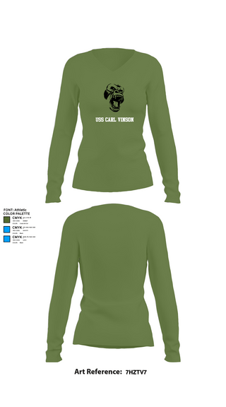 Womens Long Sleeve Vneck Shirt 1, USS CARL VINSON, , Teamtime, Team time, sublimation, custom sports apparel, team uniforms, spirit wear, spiritwear, sports uniforms, custom shirts, team store, custom team store, fundraiser sports, apparel fundraiser