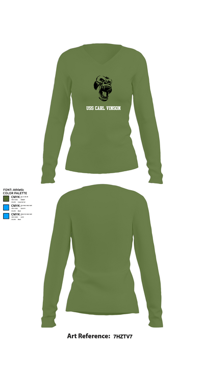 USS CARL VINSON 40544561 Women's Long Sleeve V-neck Shirt -1 40