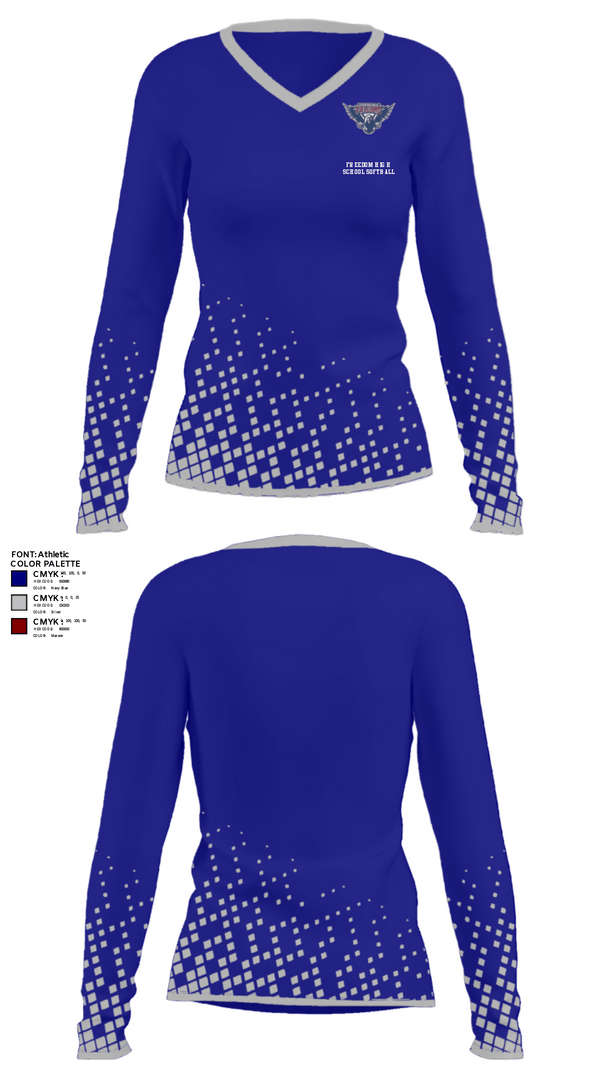 Women's Long Sleeve Vneck Shirt, Freedom High School Softball, Softball, Teamtime, Team time, sublimation, custom sports apparel, team uniforms, spirit wear, spiritwear, sports uniforms, custom shirts, team store, custom team store, fundraiser sports, apparel fundraiser