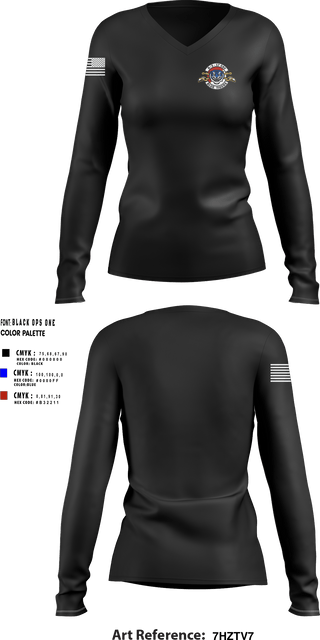 Womens Long Sleeve Vneck Shirt, Delta Troop 3-17 CAV, , Teamtime, Team time, sublimation, custom sports apparel, team uniforms, spirit wear, spiritwear, sports uniforms, custom shirts, team store, custom team store, fundraiser sports, apparel fundraiser