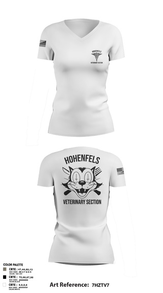 Womens Short Sleeve Vneck Shirt, Hohenfels VTFHohenfels Veterinary Section, Army, Teamtime, Team time, sublimation, custom sports apparel, team uniforms, spirit wear, spiritwear, sports uniforms, custom shirts, team store, custom team store, fundraiser sports, apparel fundraiser