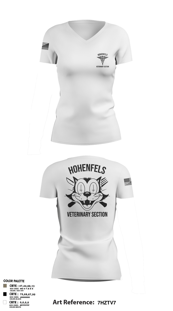 Womens Short Sleeve Vneck Shirt, Hohenfels VTFHohenfels Veterinary Section, Army, Teamtime, Team time, sublimation, custom sports apparel, team uniforms, spirit wear, spiritwear, sports uniforms, custom shirts, team store, custom team store, fundraiser sports, apparel fundraiser