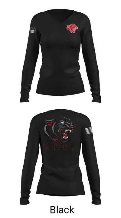 Stigler Middle School Cheer 10121480 Women's Long Sleeve V-neck Shirt - 35