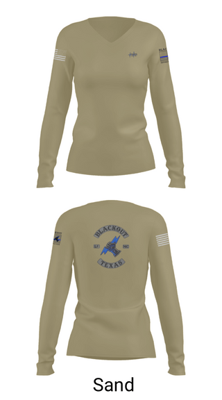 Womens Long Sleeve Vneck Shirt, BLACKOUT LE-MC, , Teamtime, Team time, sublimation, custom sports apparel, team uniforms, spirit wear, spiritwear, sports uniforms, custom shirts, team store, custom team store, fundraiser sports, apparel fundraiser