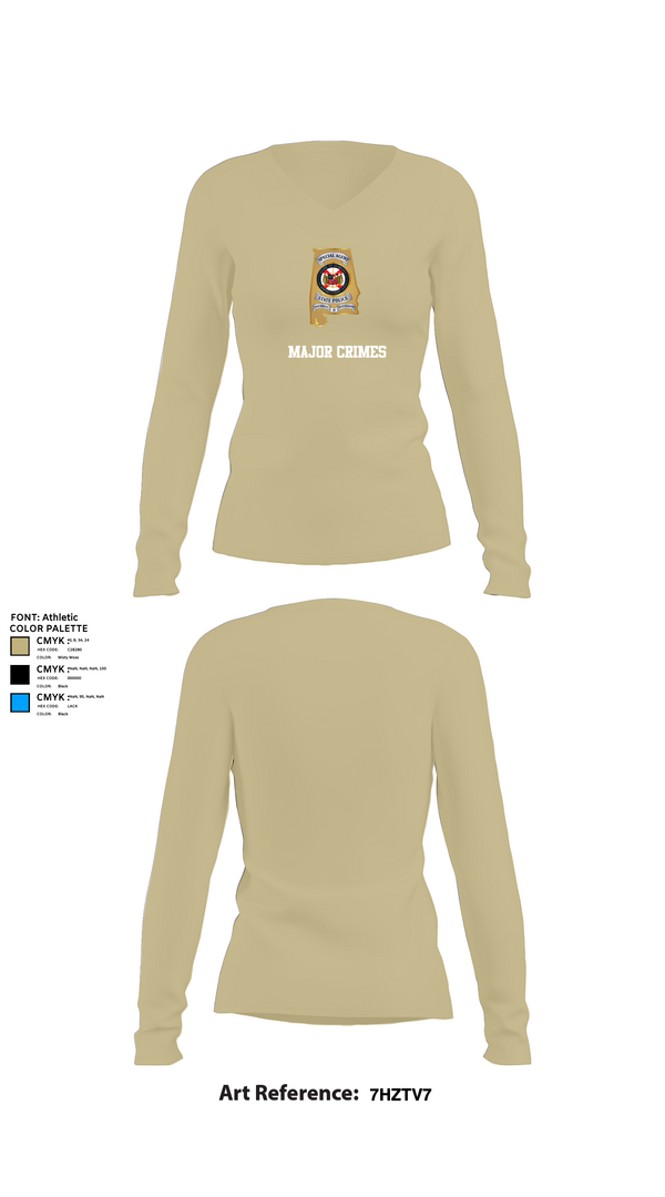 Womens Long Sleeve Vneck Shirt, Major Crimes, , Teamtime, Team time, sublimation, custom sports apparel, team uniforms, spirit wear, spiritwear, sports uniforms, custom shirts, team store, custom team store, fundraiser sports, apparel fundraiser