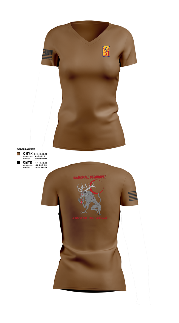Womens Short Sleeve Vneck Shirt, Bravo 1-57 ADAR, Army, Teamtime, Team time, sublimation, custom sports apparel, team uniforms, spirit wear, spiritwear, sports uniforms, custom shirts, team store, custom team store, fundraiser sports, apparel fundraiser