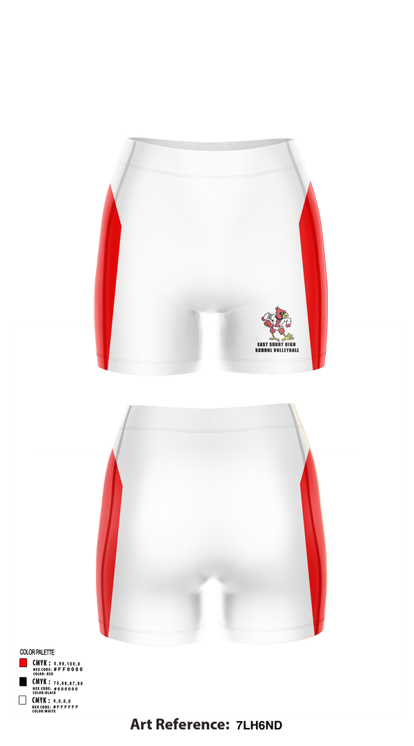 Womens Shorts, East Surry High School Volleyball, Women's Volleyball, Teamtime, Team time, sublimation, custom sports apparel, team uniforms, spirit wear, spiritwear, sports uniforms, custom shirts, team store, custom team store, fundraiser sports, apparel fundraiser