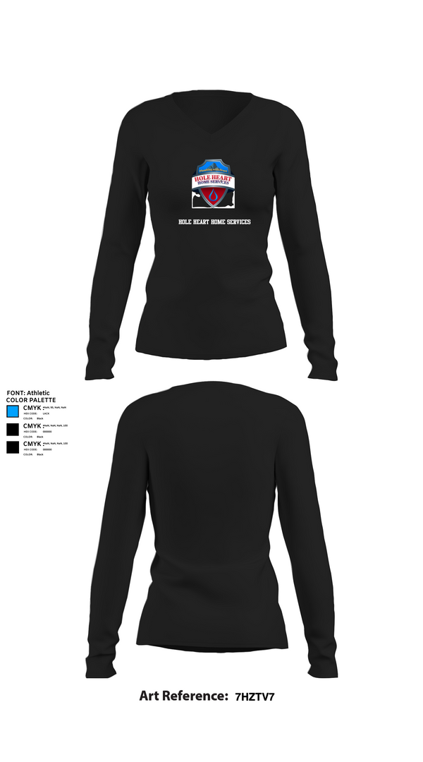 Womens Long Sleeve Vneck Shirt, Hole Heart Home Services, , Teamtime, Team time, sublimation, custom sports apparel, team uniforms, spirit wear, spiritwear, sports uniforms, custom shirts, team store, custom team store, fundraiser sports, apparel fundraiser