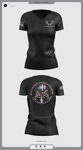 Womens Short Sleeve Vneck Shirt, BATTLEFIELD TO BACKCOUNTRY, , Teamtime, Team time, sublimation, custom sports apparel, team uniforms, spirit wear, spiritwear, sports uniforms, custom shirts, team store, custom team store, fundraiser sports, apparel fundraiser