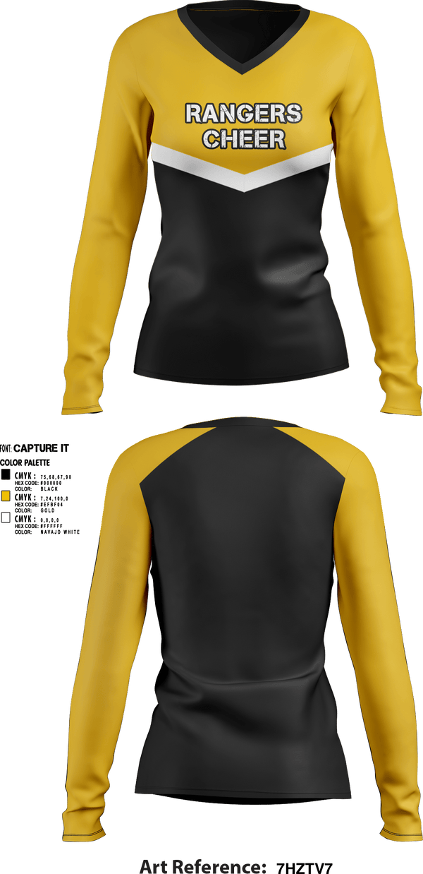 Womens Long Sleeve Vneck Shirt, Rangers, Cheer, Teamtime, Team time, sublimation, custom sports apparel, team uniforms, spirit wear, spiritwear, sports uniforms, custom shirts, team store, custom team store, fundraiser sports, apparel fundraiser