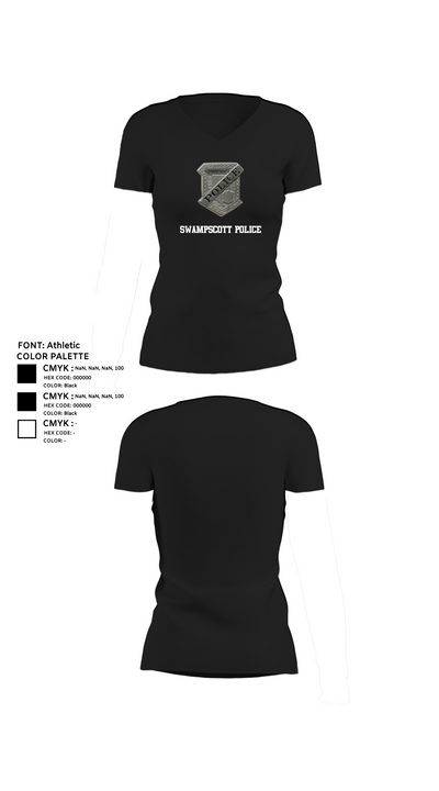 Swampscott Police 55581807 Women's Short Sleeve V-neck Shirt - 23