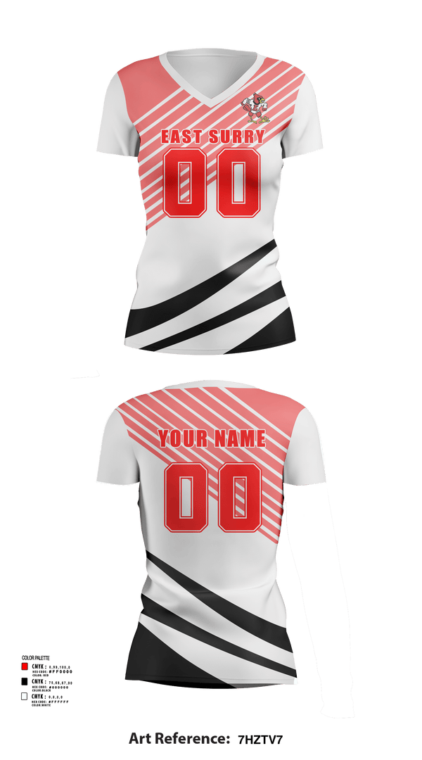Womens Short Sleeve Vneck Shirt, East Surry High School Volleyball, Women's Volleyball, Teamtime, Team time, sublimation, custom sports apparel, team uniforms, spirit wear, spiritwear, sports uniforms, custom shirts, team store, custom team store, fundraiser sports, apparel fundraiser