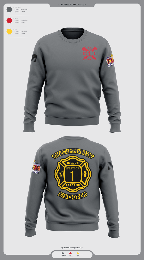Crew Neck Sweatshirt, Tri-Community fire, Fire Department, Teamtime, Team time, sublimation, custom sports apparel, team uniforms, spirit wear, spiritwear, sports uniforms, custom shirts, team store, custom team store, fundraiser sports, apparel fundraiser