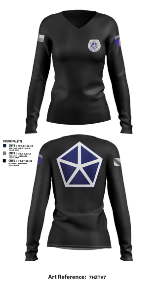 Womens Long Sleeve Vneck Shirt 1, 2nd PLT, B TRP, 3-71 CAVV Corps, , Teamtime, Team time, sublimation, custom sports apparel, team uniforms, spirit wear, spiritwear, sports uniforms, custom shirts, team store, custom team store, fundraiser sports, apparel fundraiser