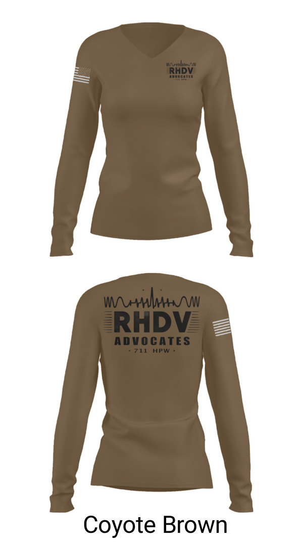 Womens Long Sleeve Vneck Shirt, 711 HPW/RHDV, Army, Teamtime, Team time, sublimation, custom sports apparel, team uniforms, spirit wear, spiritwear, sports uniforms, custom shirts, team store, custom team store, fundraiser sports, apparel fundraiser