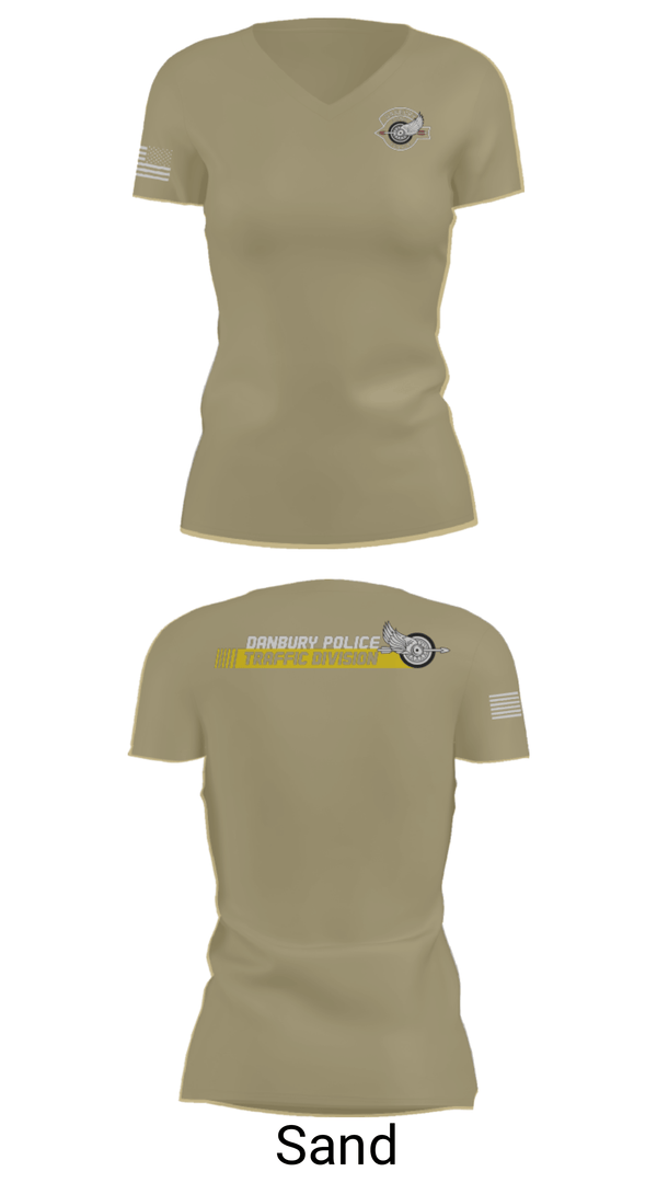 Womens Short Sleeve Vneck Shirt, Danbury Police Traffic Unit, Police, Teamtime, Team time, sublimation, custom sports apparel, team uniforms, spirit wear, spiritwear, sports uniforms, custom shirts, team store, custom team store, fundraiser sports, apparel fundraiser