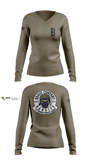 Womens Long Sleeve Vneck Shirt, , Army, Teamtime, Team time, sublimation, custom sports apparel, team uniforms, spirit wear, spiritwear, sports uniforms, custom shirts, team store, custom team store, fundraiser sports, apparel fundraiser