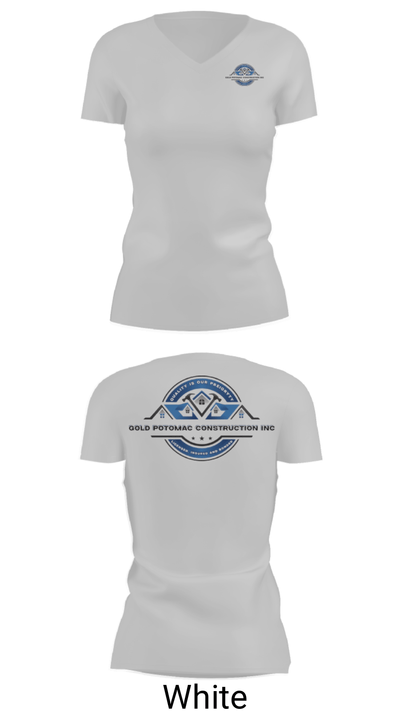 Gold Potomac construction inc 70800298 Women's Short Sleeve V-neck Shirt - 19