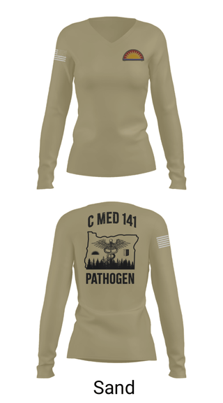 Womens Long Sleeve Vneck Shirt, C Med, National Guard, Teamtime, Team time, sublimation, custom sports apparel, team uniforms, spirit wear, spiritwear, sports uniforms, custom shirts, team store, custom team store, fundraiser sports, apparel fundraiser
