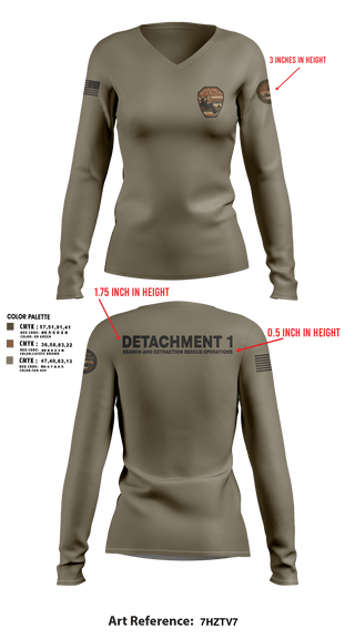 Womens Long Sleeve Vneck Shirt, Detachment 1, Air Force, Teamtime, Team time, sublimation, custom sports apparel, team uniforms, spirit wear, spiritwear, sports uniforms, custom shirts, team store, custom team store, fundraiser sports, apparel fundraiser
