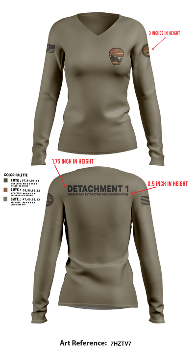 Detachment 1 27221981 Women's Long Sleeve V-neck Shirt - 24
