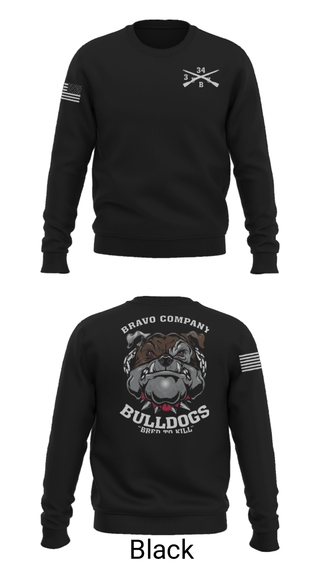 Crew Neck Sweatshirt, B/3-34 Bulldogs, Army, Teamtime, Team time, sublimation, custom sports apparel, team uniforms, spirit wear, spiritwear, sports uniforms, custom shirts, team store, custom team store, fundraiser sports, apparel fundraiser