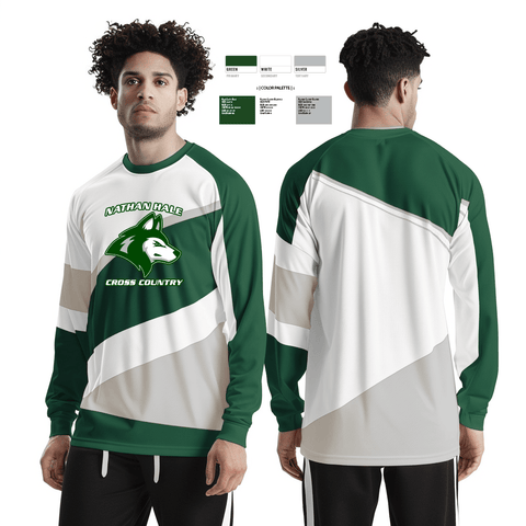 Long Sleeve Performance Shirt, Nathan Hale High School Cross Country, Cross Country, Teamtime, Team time, sublimation, custom sports apparel, team uniforms, spirit wear, spiritwear, sports uniforms, custom shirts, team store, custom team store, fundraiser sports, apparel fundraiser