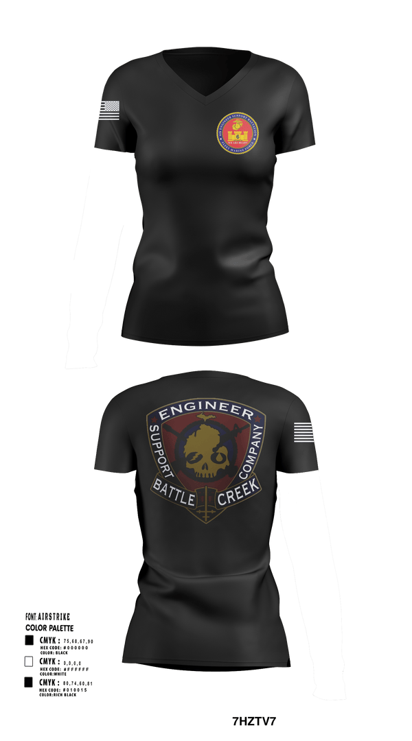 Womens Short Sleeve Vneck Shirt, 6th Engineer Support, Marines, Teamtime, Team time, sublimation, custom sports apparel, team uniforms, spirit wear, spiritwear, sports uniforms, custom shirts, team store, custom team store, fundraiser sports, apparel fundraiser