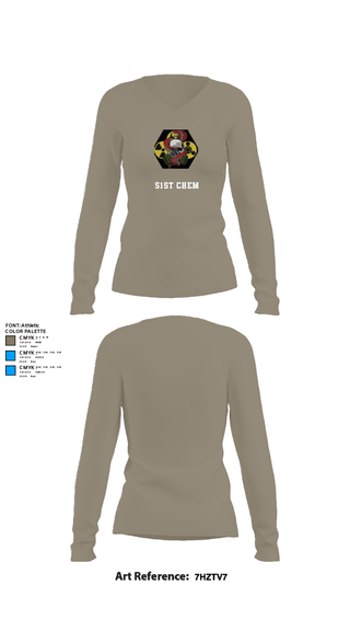 Women's Long Sleeve Vneck Shirt, 51st Chem, Army, Teamtime, Team time, sublimation, custom sports apparel, team uniforms, spirit wear, spiritwear, sports uniforms, custom shirts, team store, custom team store, fundraiser sports, apparel fundraiser