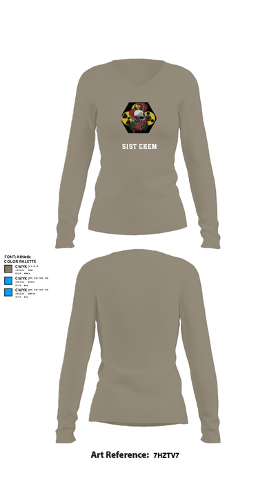 51st Chem 5478070 Women's Long Sleeve V-neck Shirt - 62