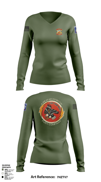 FCO 4-319 AFAR, 173 IBCT(A) 62795689 Women's Long Sleeve V-neck Shirt -1 2